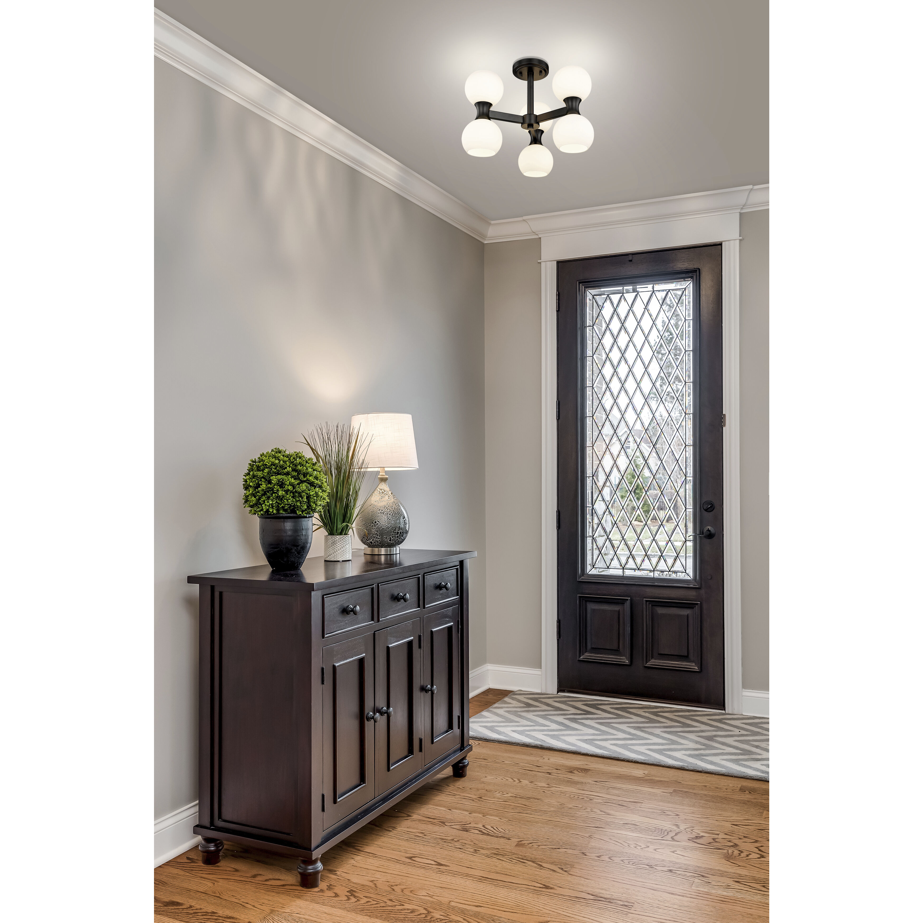 Artemis 6 Light 18 inch Matte Black Semi Flush Mount Ceiling Light