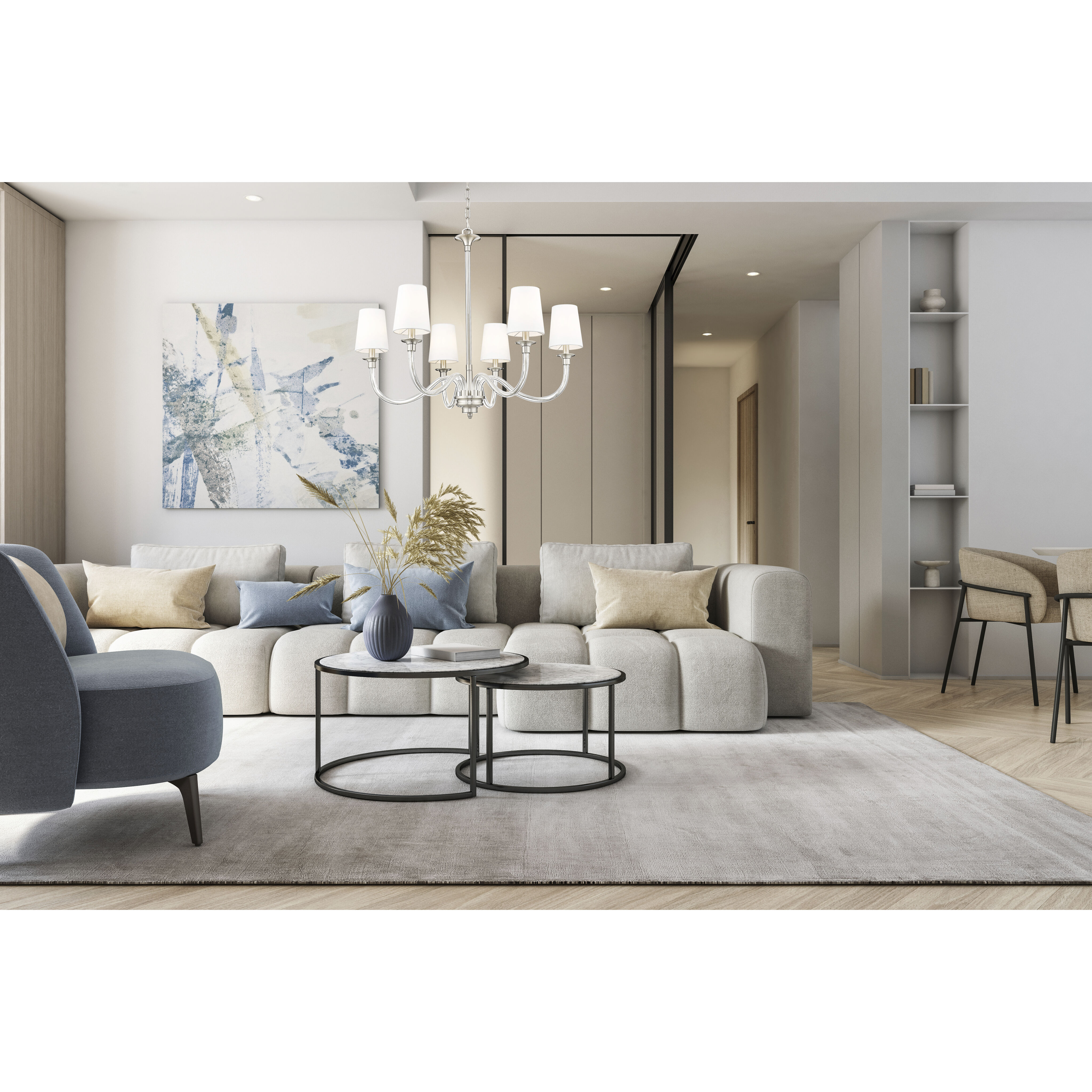 Katerina 6 Light 32 inch Brushed Nickel Chandelier Ceiling Light