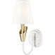 Claudelle Wall Sconce Wall Light in Textured White and Modern Gold