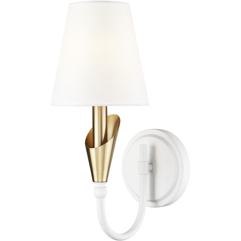 Claudelle Wall Sconce Wall Light in Textured White and Modern Gold