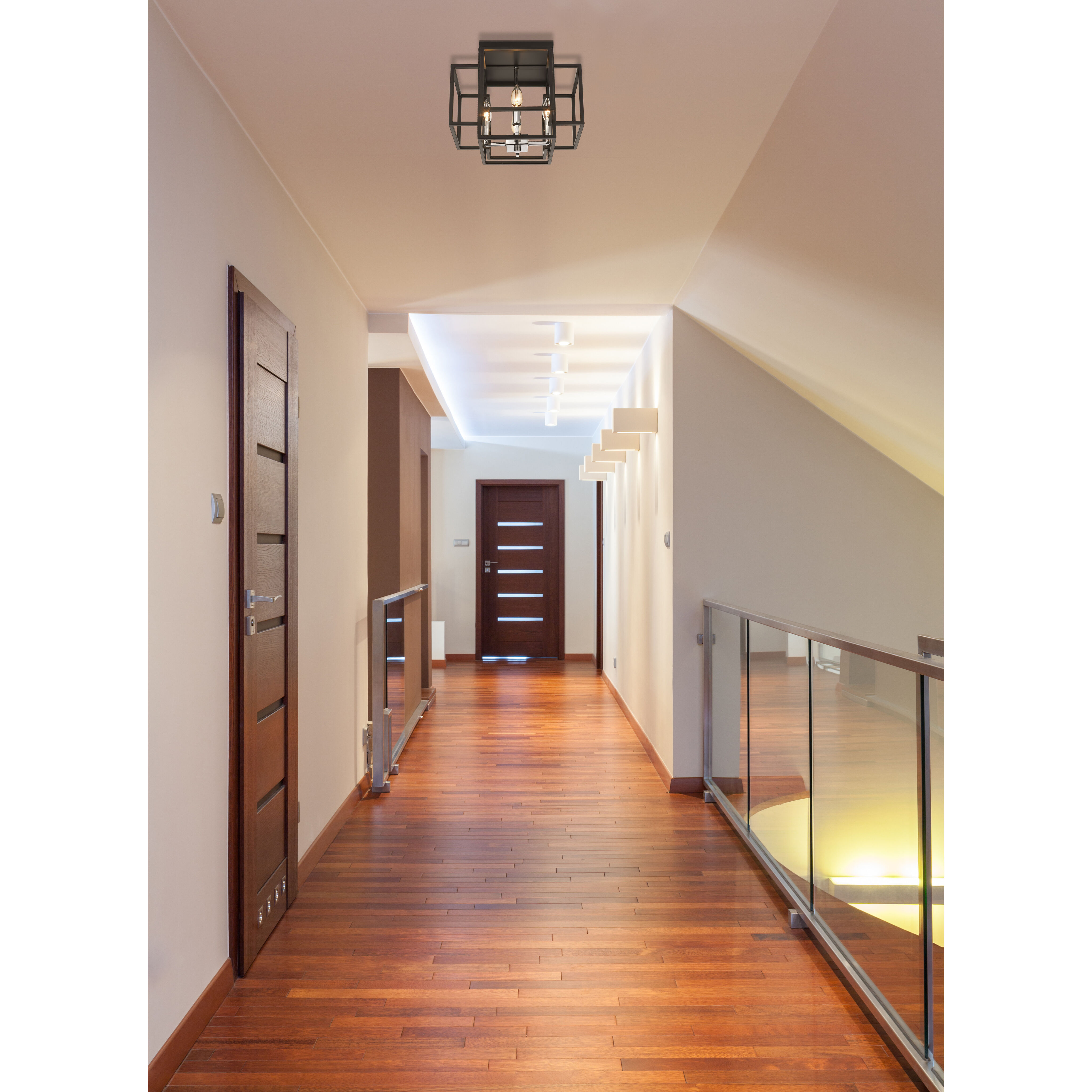 Titania 4 Light 14 inch Black and Chrome Flush Mount Ceiling Light in 5.5