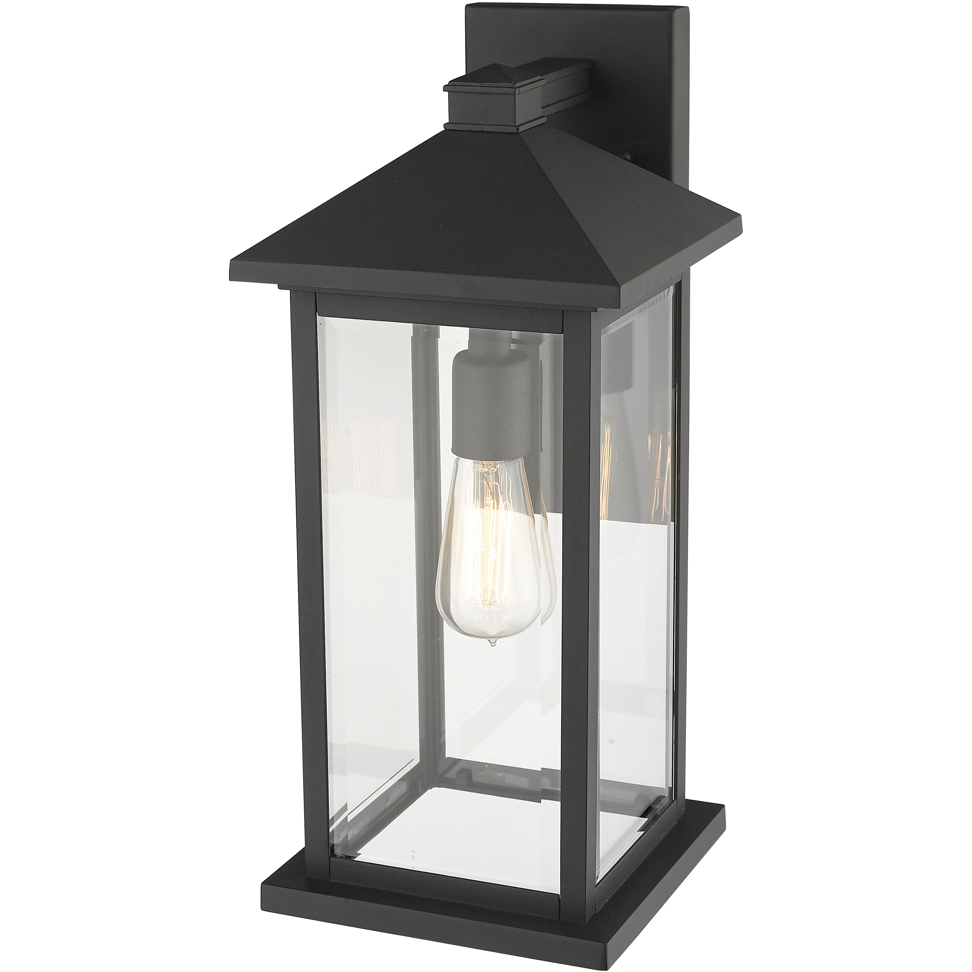 Portland 1 Light 18 inch Black Outdoor Wall Light in Clear Beveled Glass