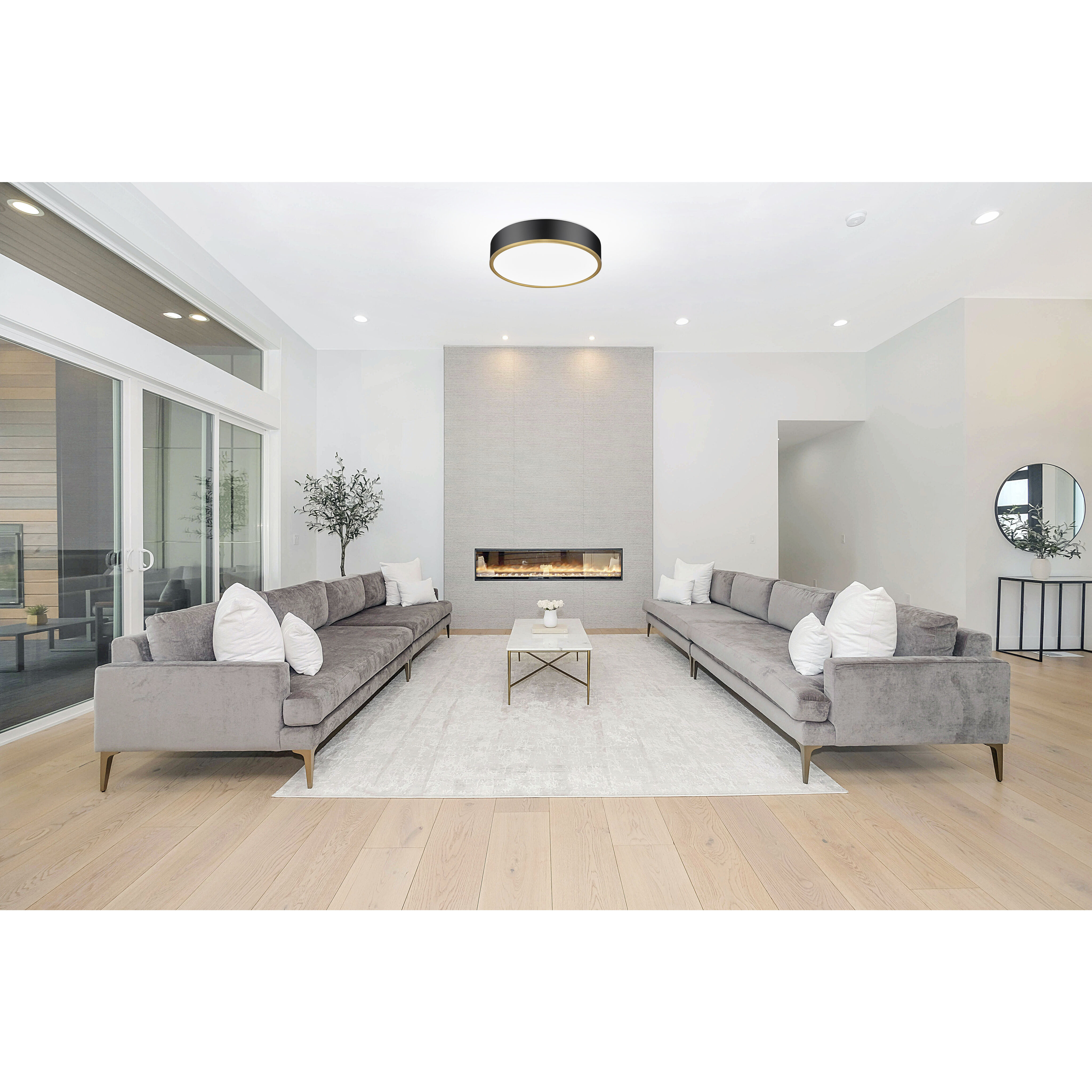 Bradley LED 20.25 inch Matte Black and Modern Gold Flush Mount Ceiling Light