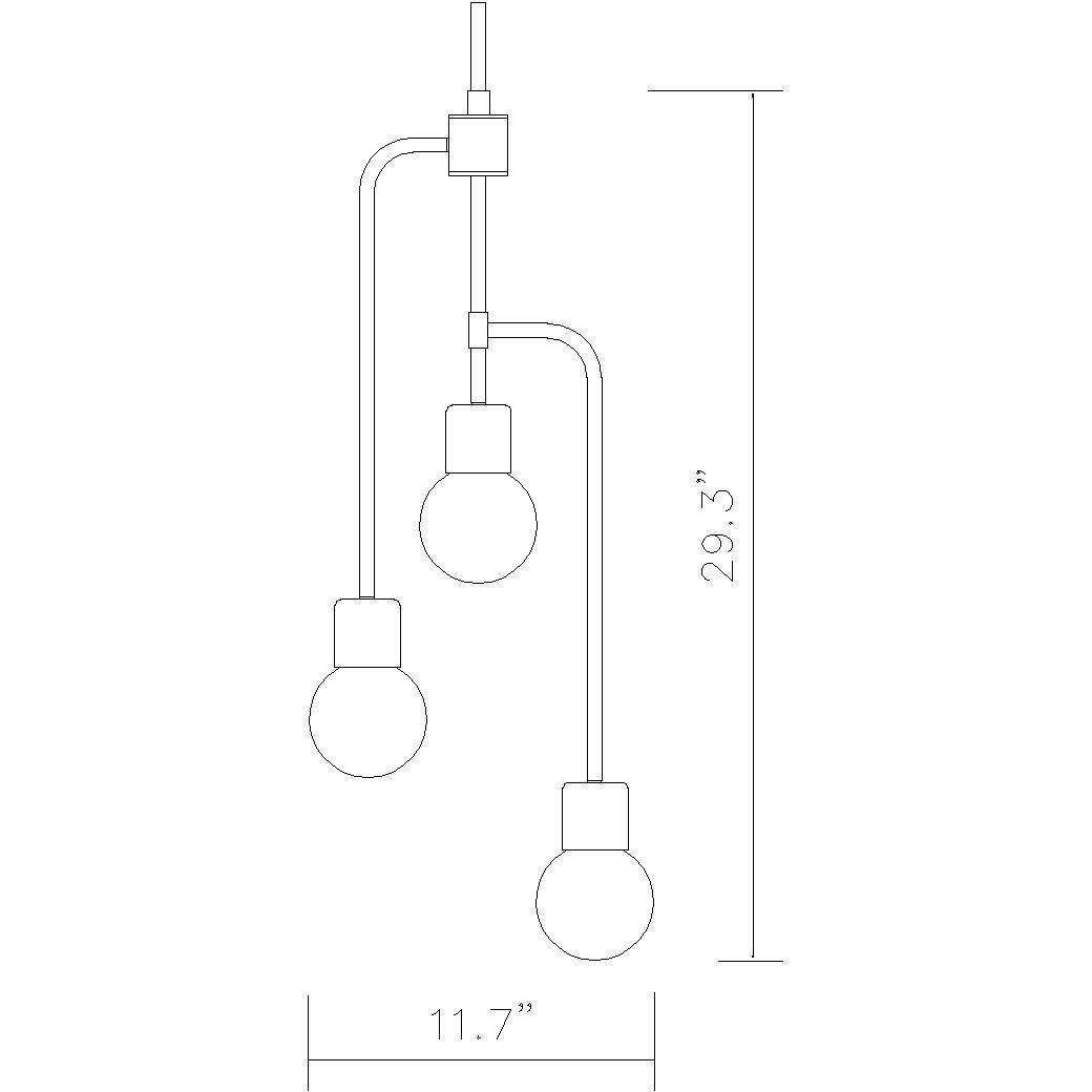 Neutra 3 Light 11.75 inch Matte Black and Foundry Brass Chandelier Ceiling Light
