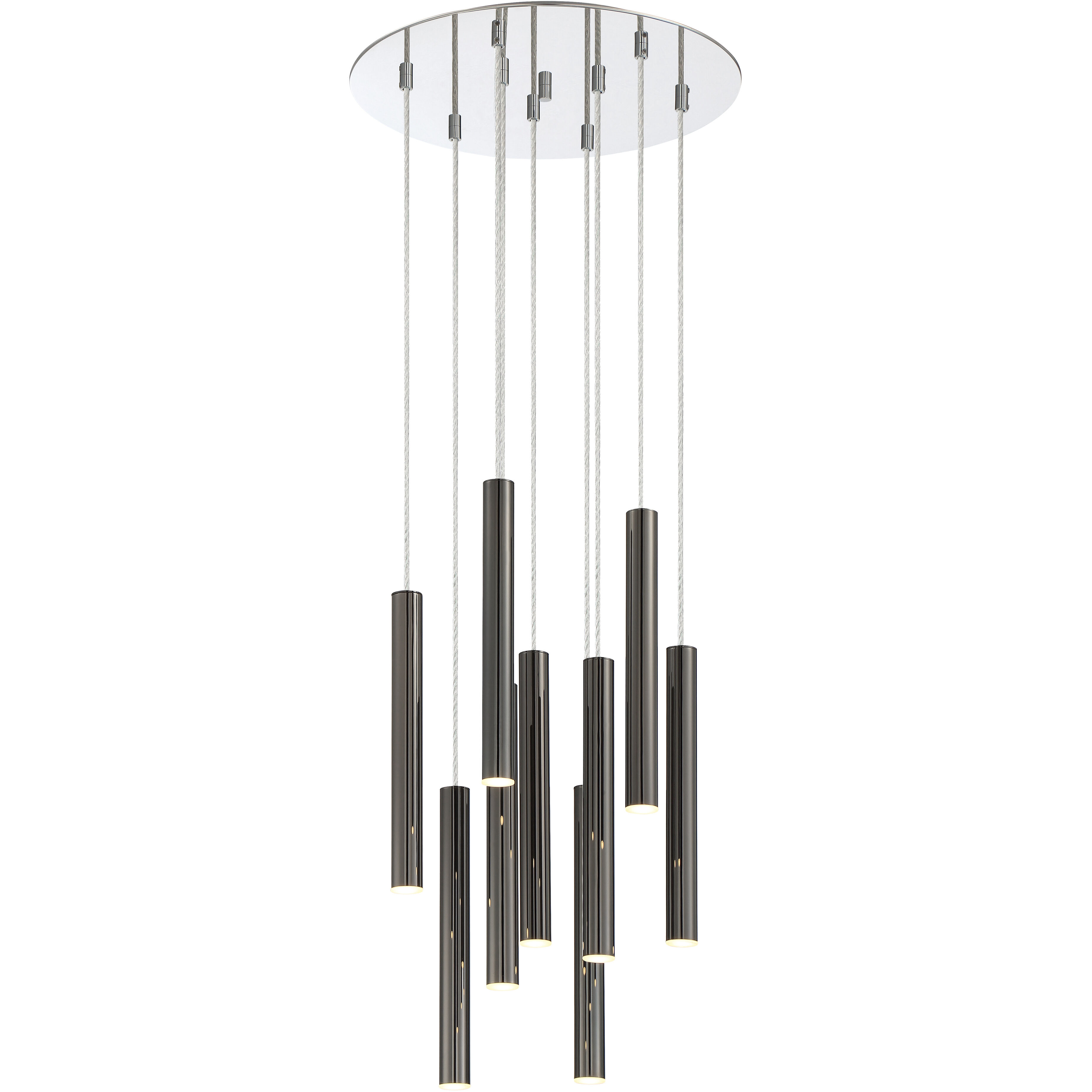 Forest LED 16 inch Chrome Chandelier Ceiling Light in Pearl Black Steel