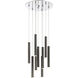 Forest LED 16 inch Chrome Chandelier Ceiling Light in Pearl Black Steel