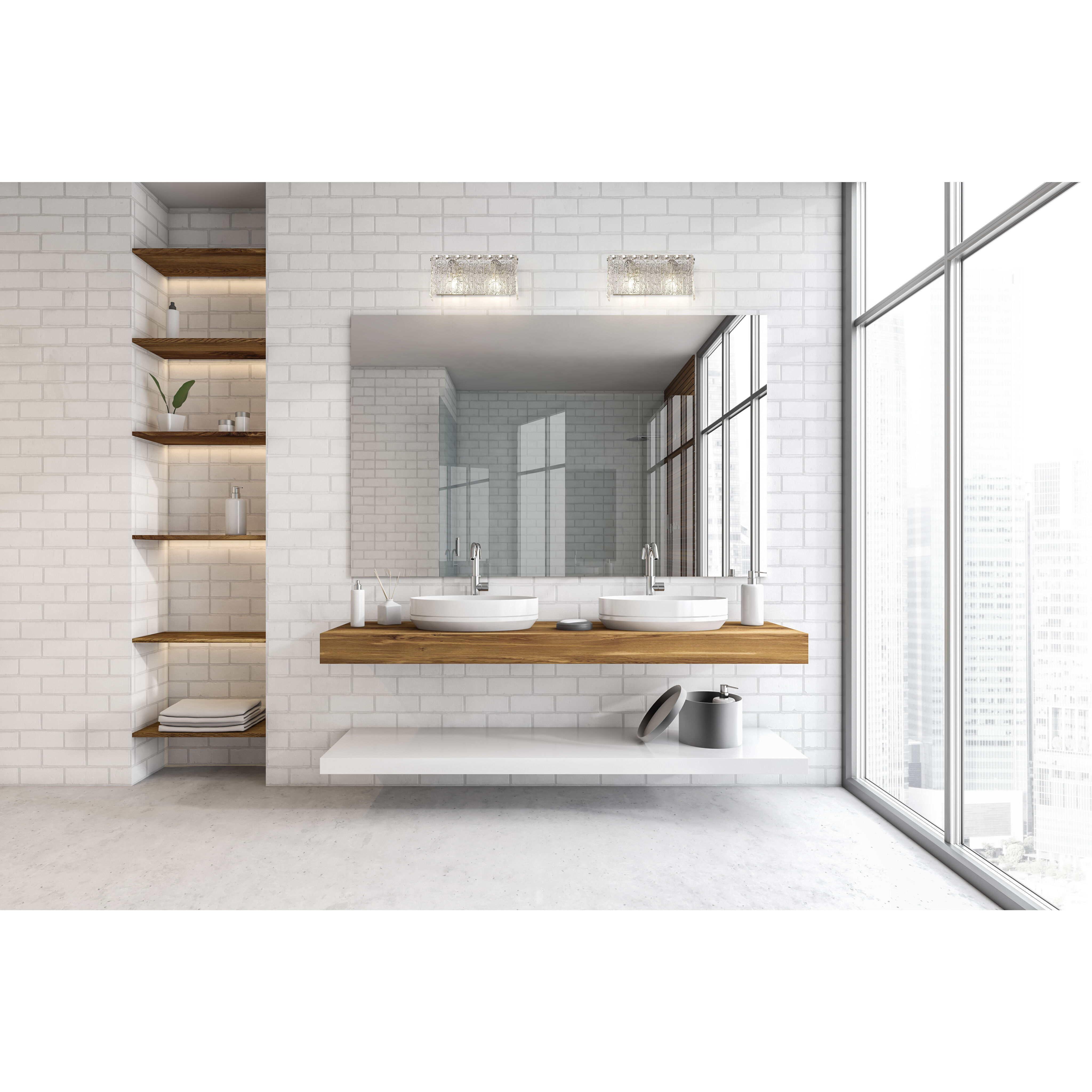 Glacier 2 Light 15 inch Brushed Nickel Vanity Wall Light