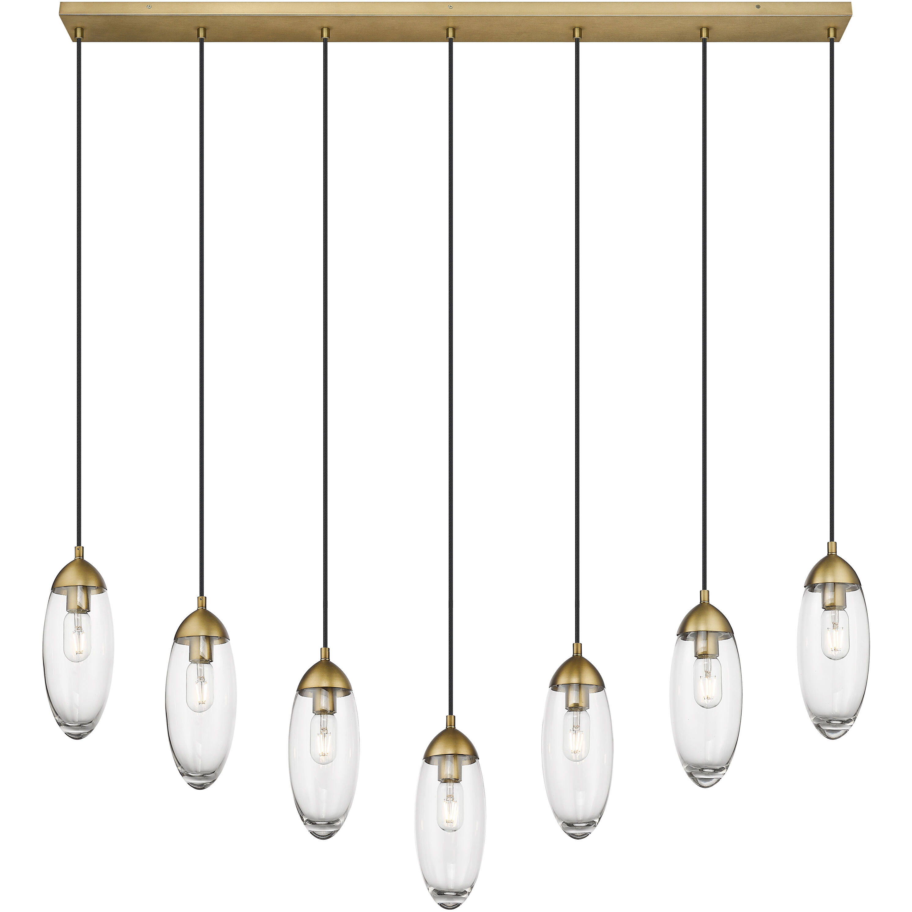 Arden 7 Light 54 inch Rubbed Brass Linear Chandelier Ceiling Light