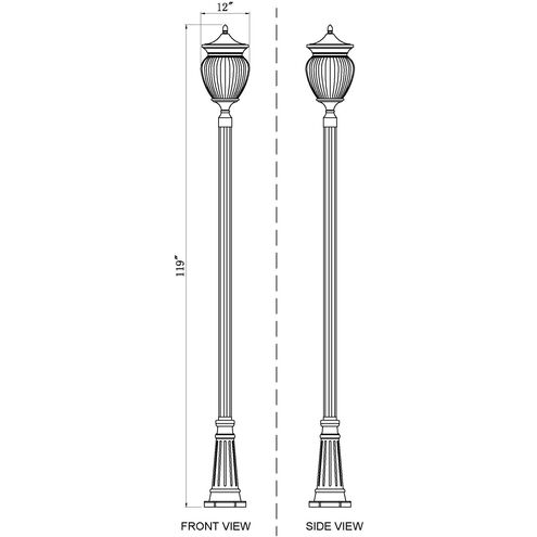Davina 4 Light 119.25 inch Black Outdoor Post Mounted Fixture in G9