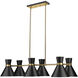 Soriano 6 Light 48 inch Matte Black and Heritage Brass Billiard Light Ceiling Light