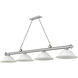 Cordon 4 Light 81.75 inch Brushed Nickel Billiard Ceiling Light in White Mottle Glass