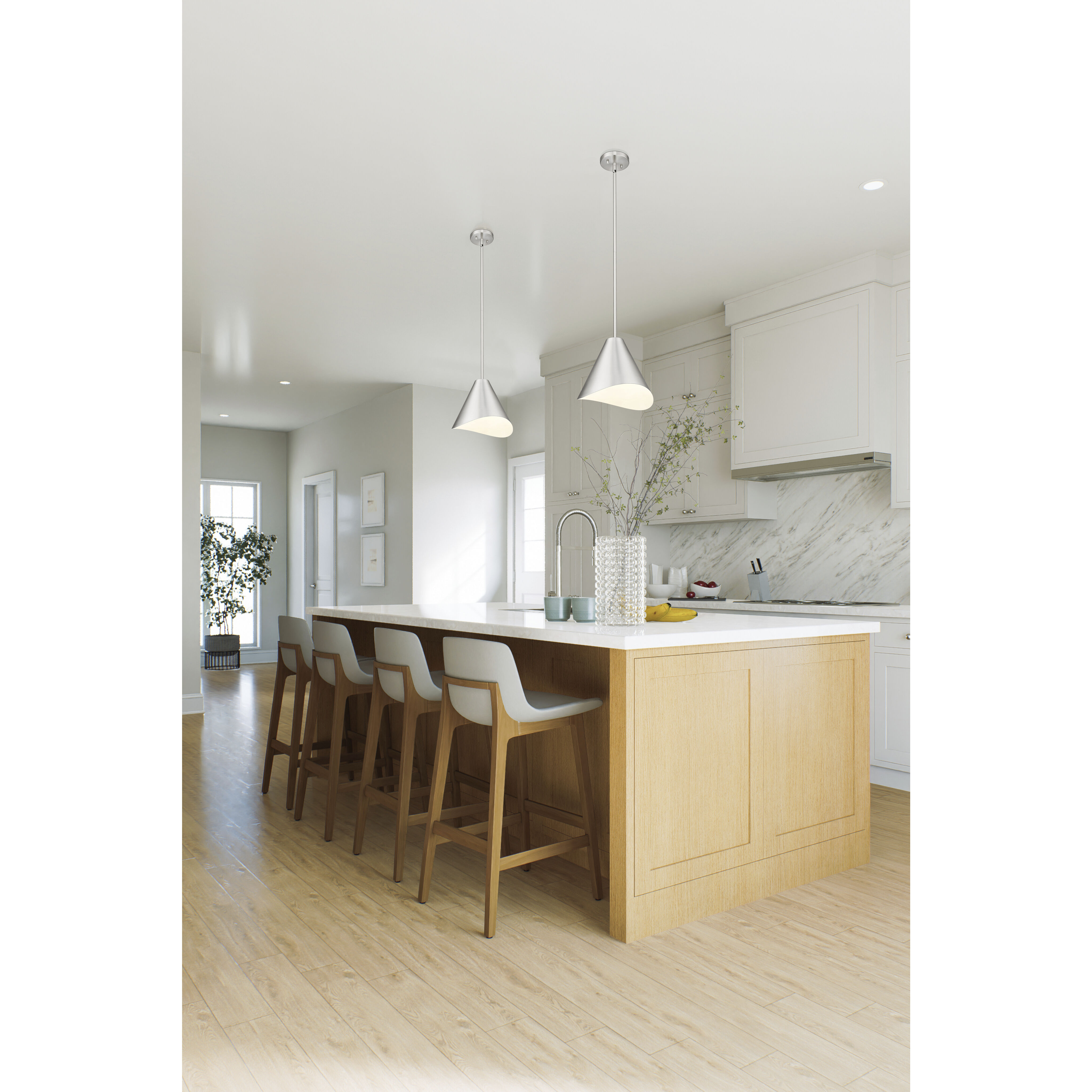 Aria 1 Light 12 inch Brushed Nickel Pendant Ceiling Light in Brushed Nickel & Inner White