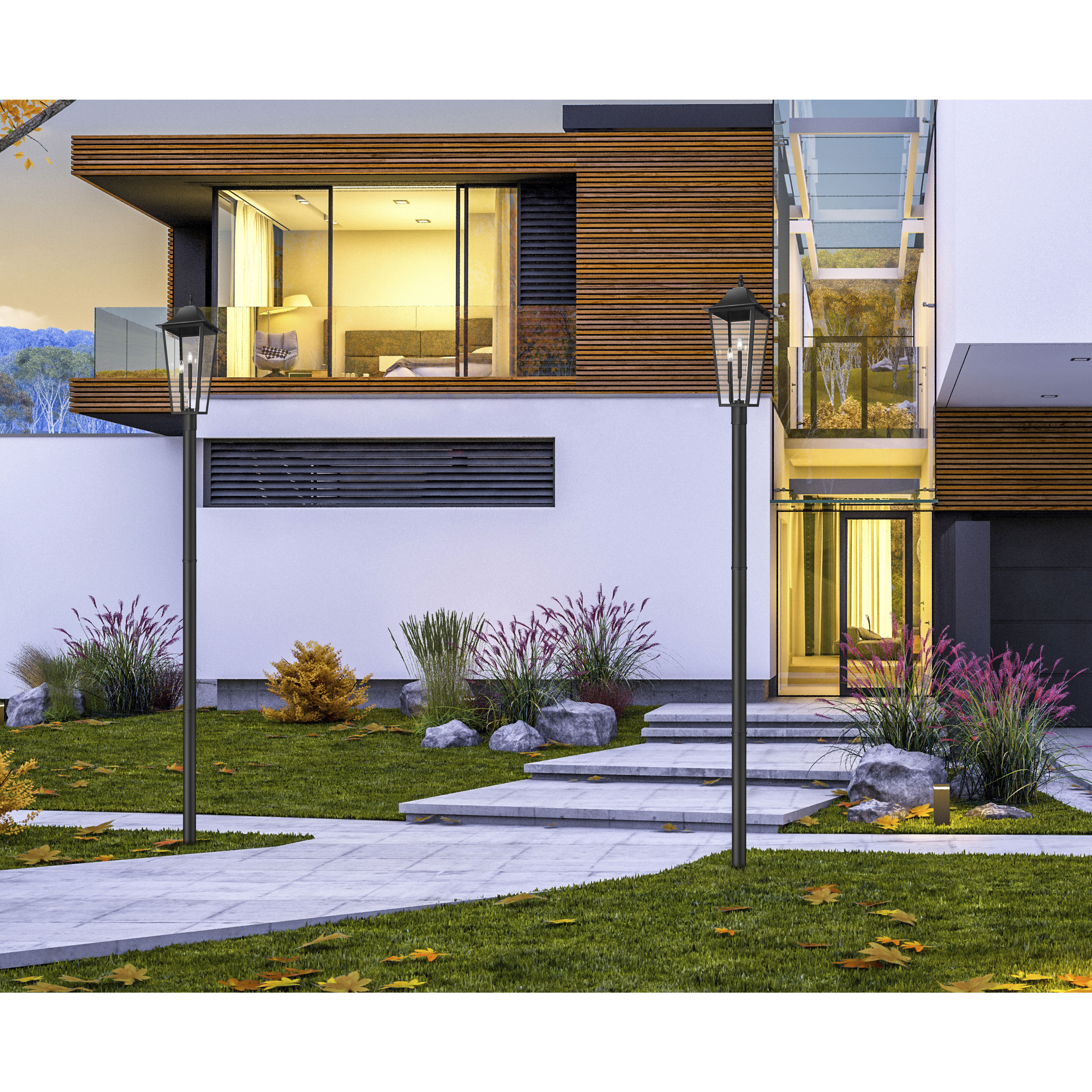 Gannon 3 Light 125.5 inch Black Outdoor Post Mounted Fixture in G9