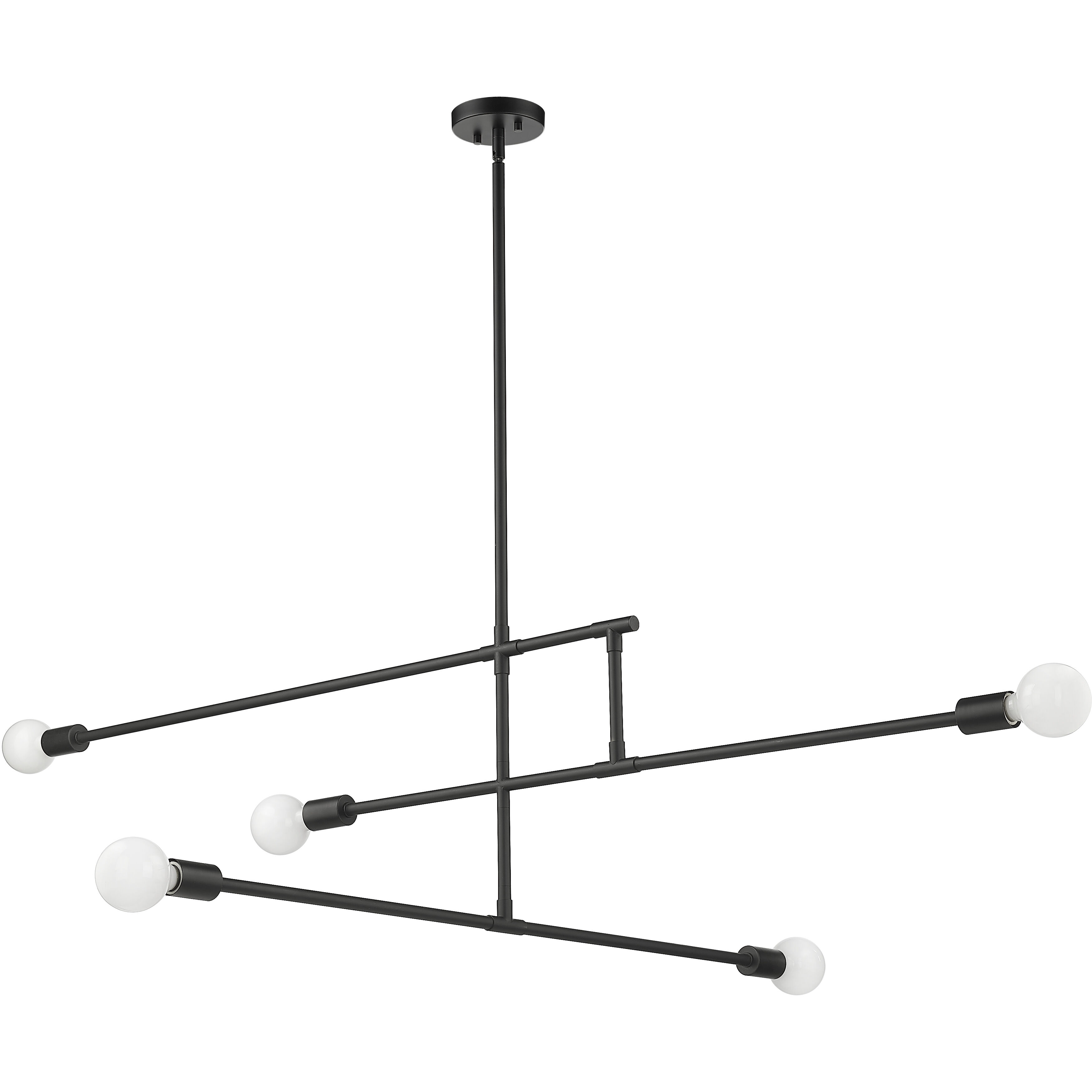 Modernist 5 Light 4.75 inch Matte Black Chandelier Ceiling Light in Heritage Brass