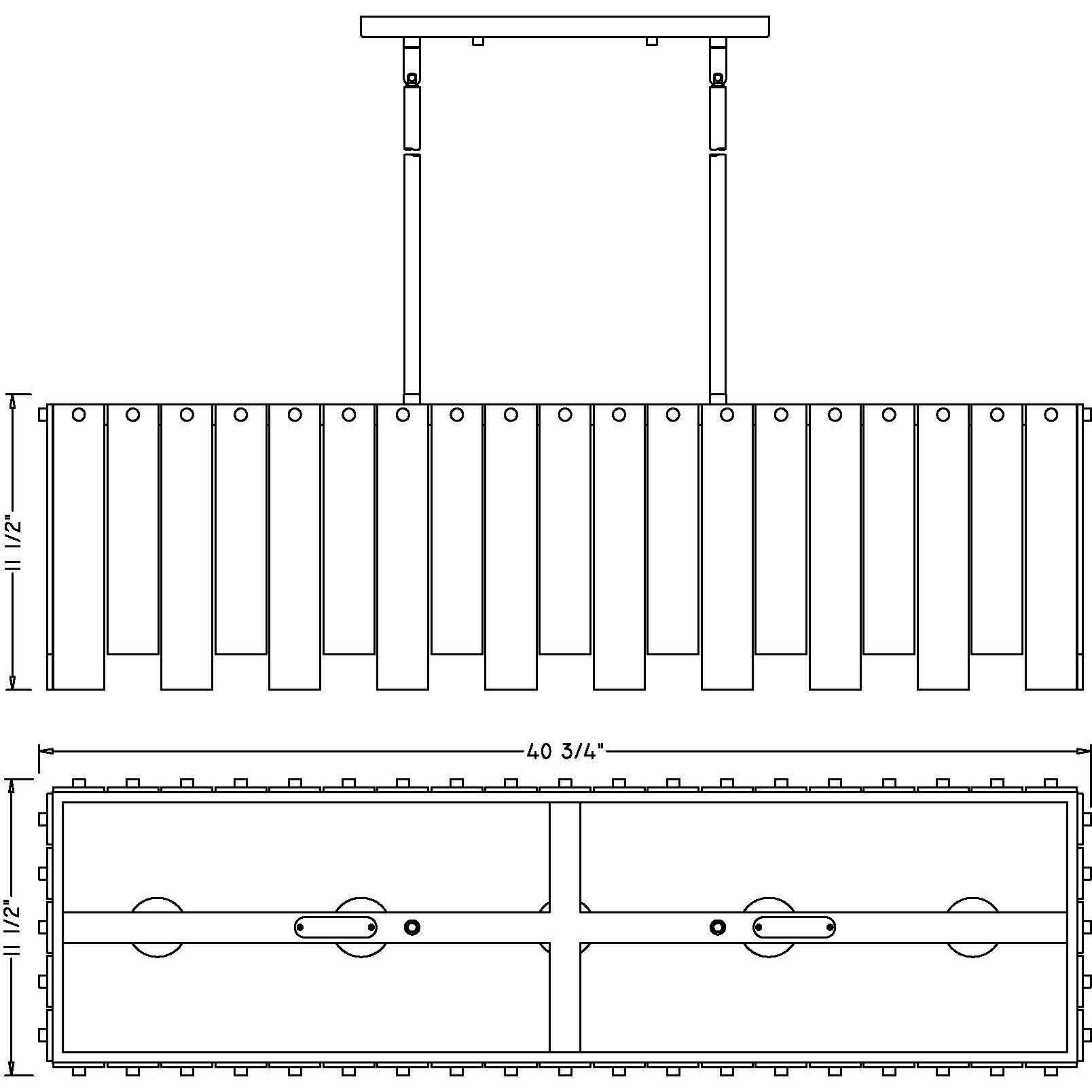Viviana 5 Light 40.75 inch Rubbed Brass Linear Chandelier Ceiling Light