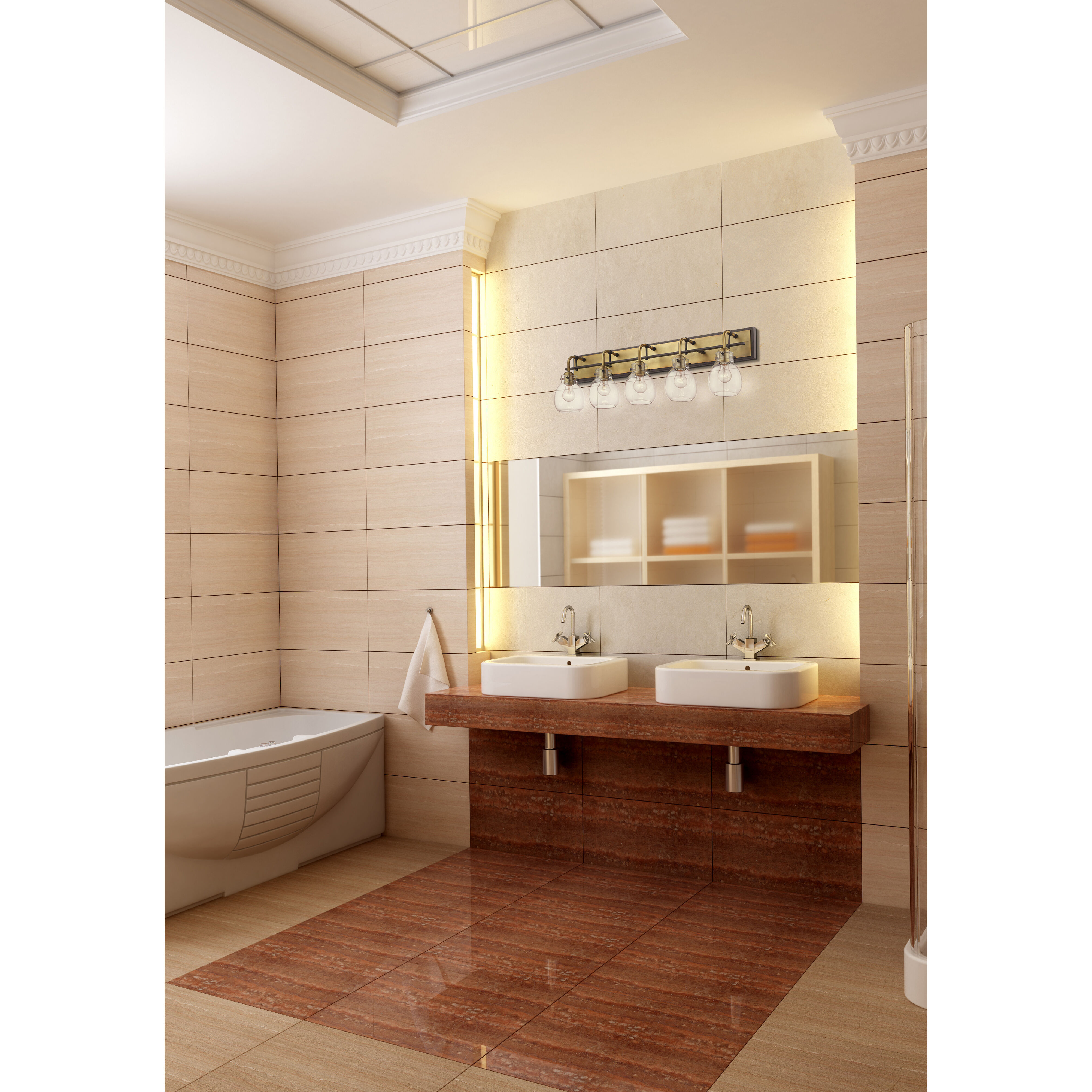 Kraken 5 Light 38 inch Matte Black and Olde Brass Vanity Wall Light