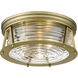 Cape Harbor 3 Light 16 inch Rubbed Brass Flush Mount Ceiling Light