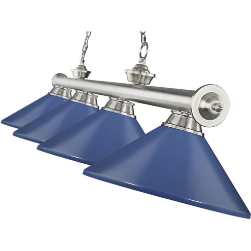 Cordon 4 Light 81.75 inch Brushed Nickel Billiard Ceiling Light in Navy Blue Steel