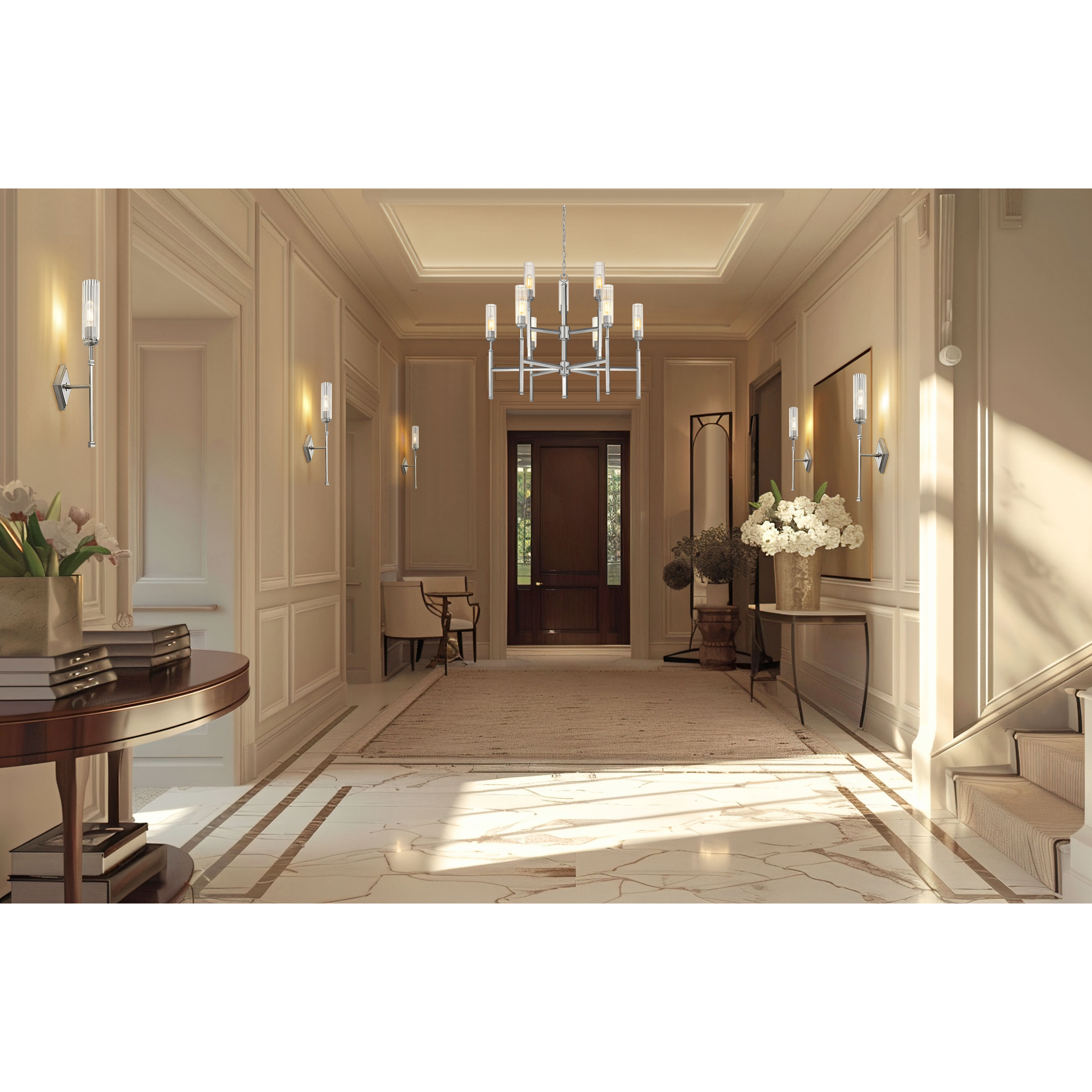 Esme 9 Light 38 inch Brushed Nickel Chandelier Ceiling Light