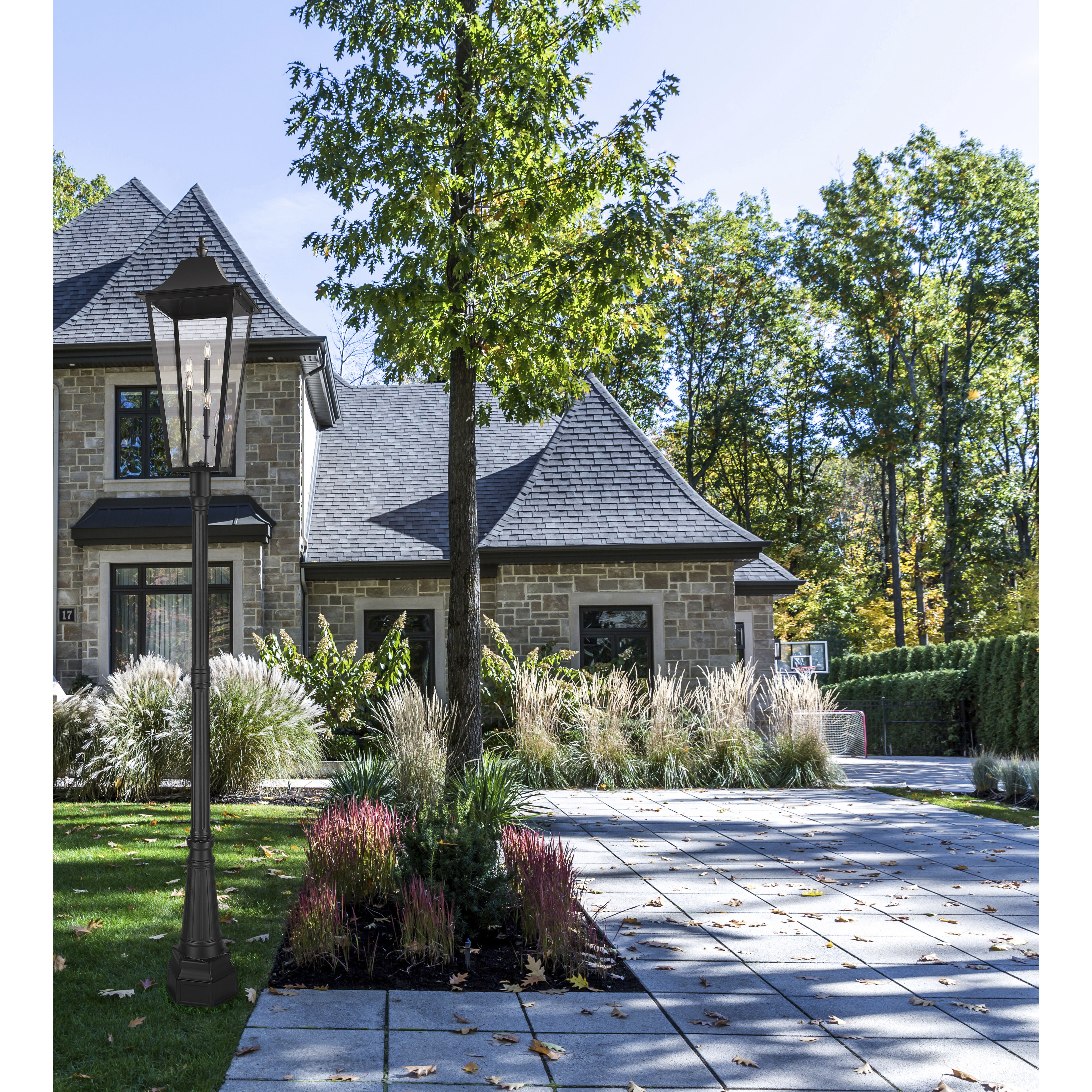 Gannon 5 Light 122.25 inch Black Outdoor Post Mounted Fixture in G9