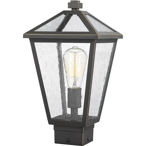 Talbot 1 Light 15 inch Oil Rubbed Bronze Outdoor Post Mount Fixture in Seedy Glass