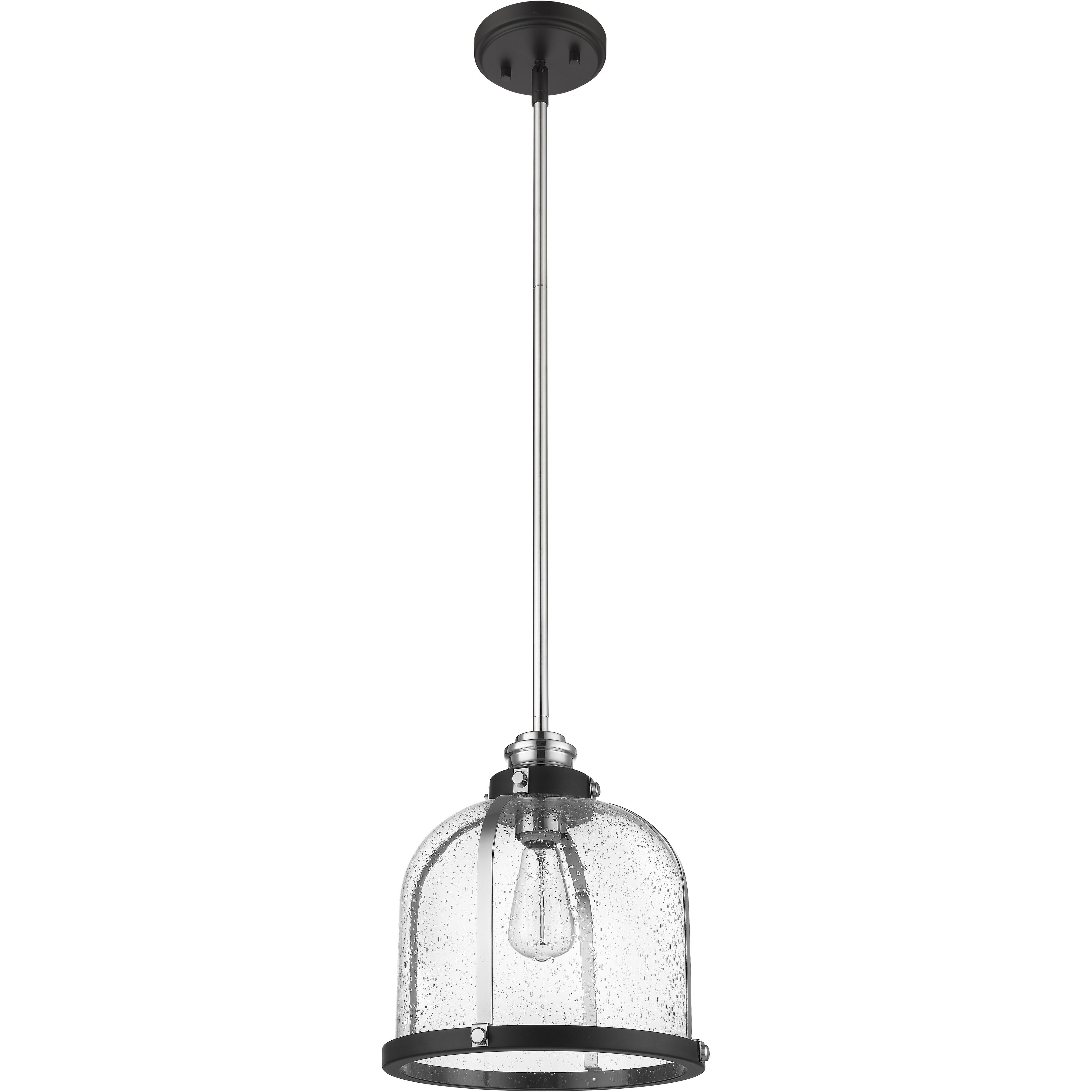 Burren 1 Light 12.25 inch Matte Black and Chrome Pendant Ceiling Light