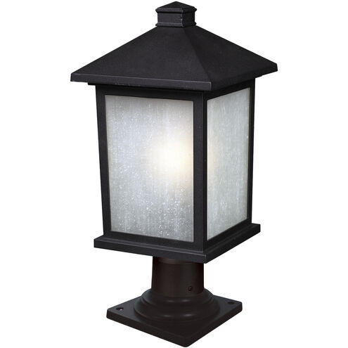 Holbrook 1 Light 20.5 inch Black Outdoor Pier Mounted Fixture in White Seedy Glass