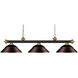 Riviera 3 Light 59 inch Bronze and Satin Gold Billiard Ceiling Light in Stepped Bronze, 16