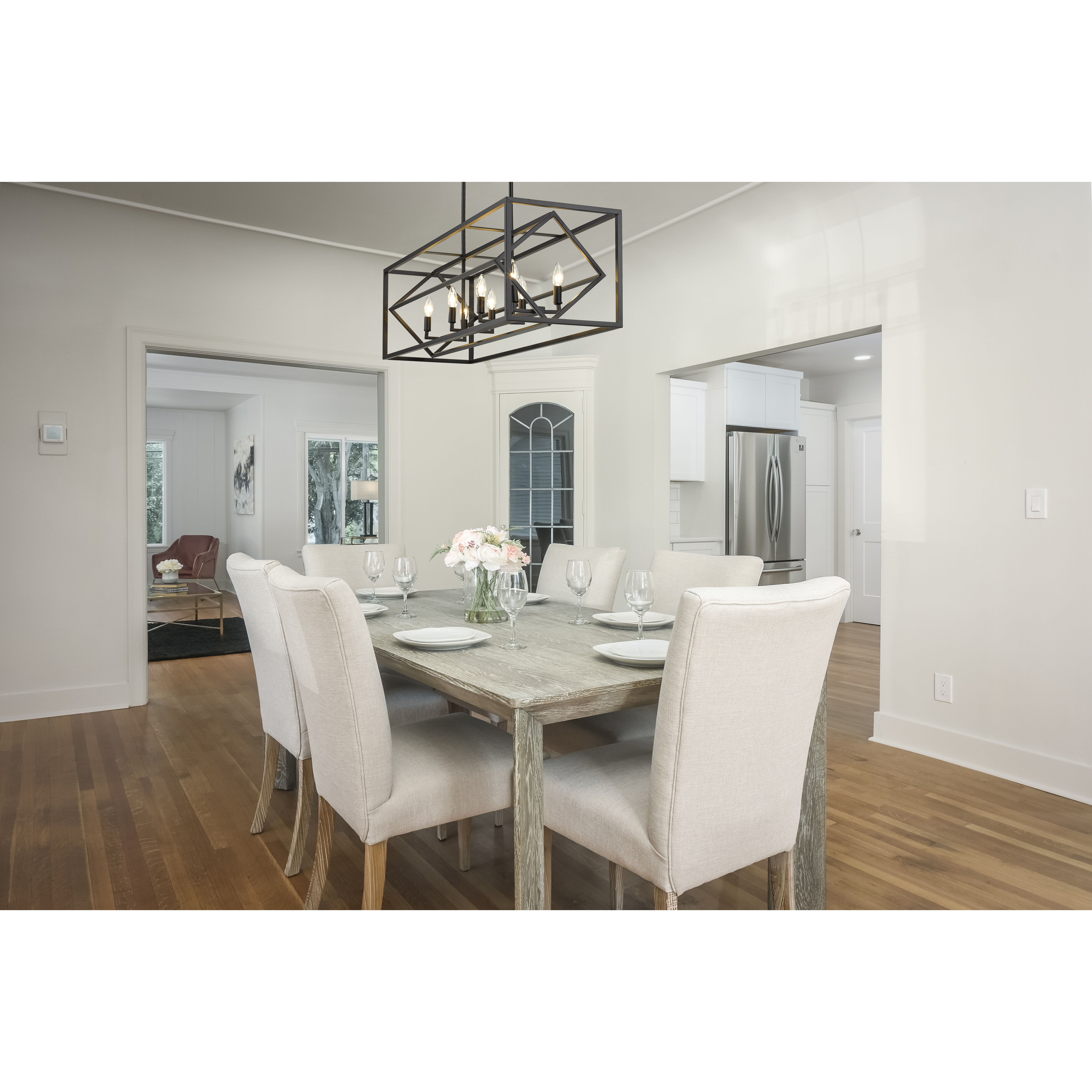 Euclid 8 Light 44 inch Matte Black Linear Chandelier Ceiling Light