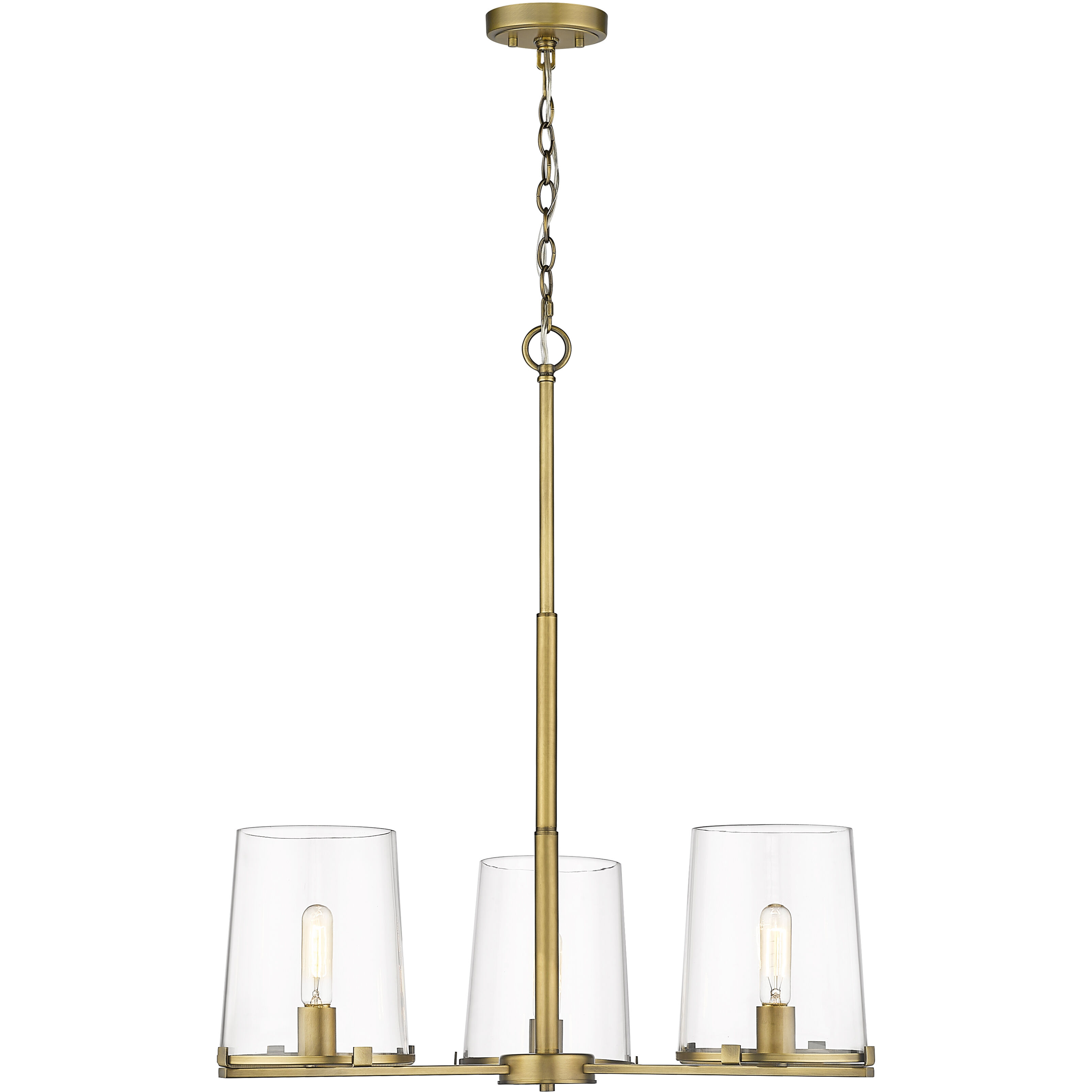 Callista 3 Light 28 inch Rubbed Brass Chandelier Ceiling Light