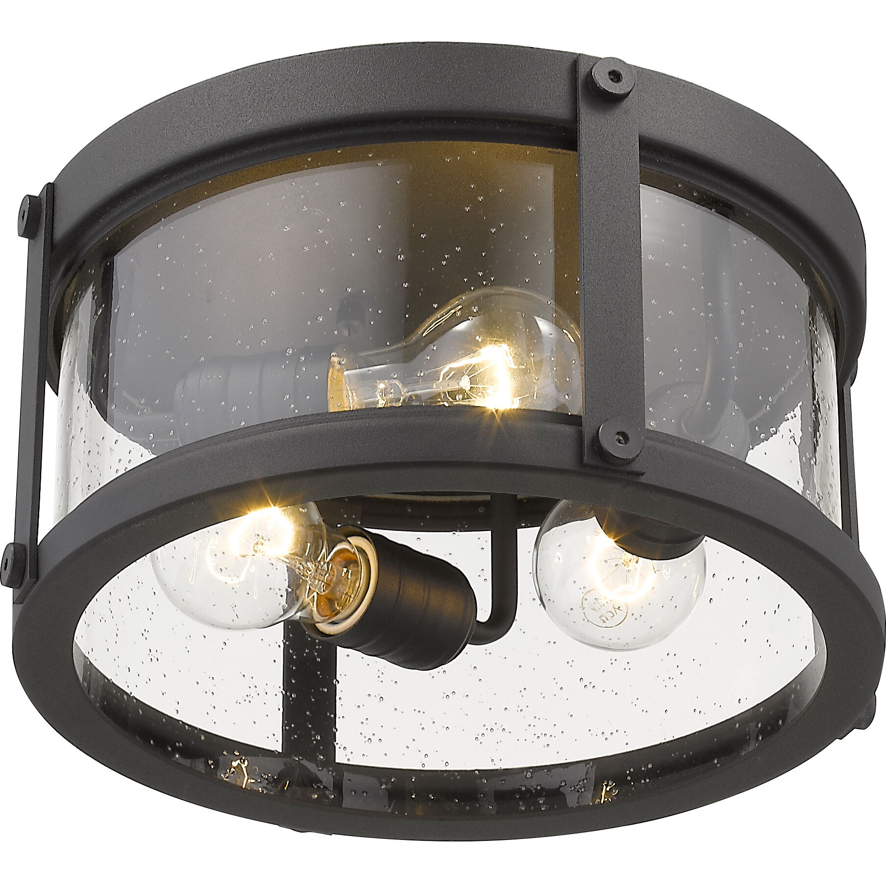 Roundhouse 3 Light 12 inch Black Outdoor Flush Mount