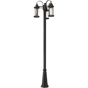 Roundhouse 3 Light 114.5 inch Black Outdoor Post Mounted Fixture