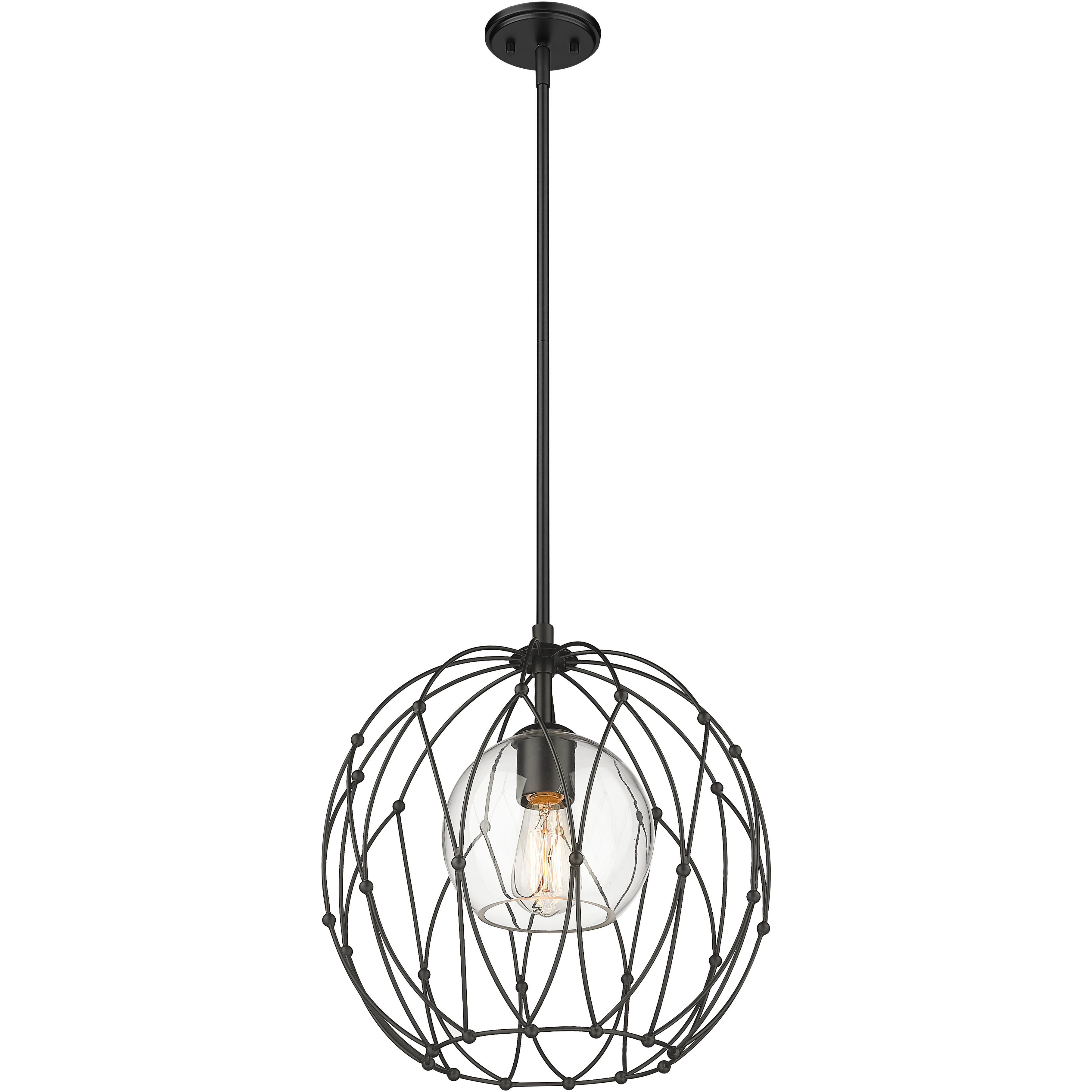 Elle 1 Light 16 inch Matte Black Pendant Ceiling Light