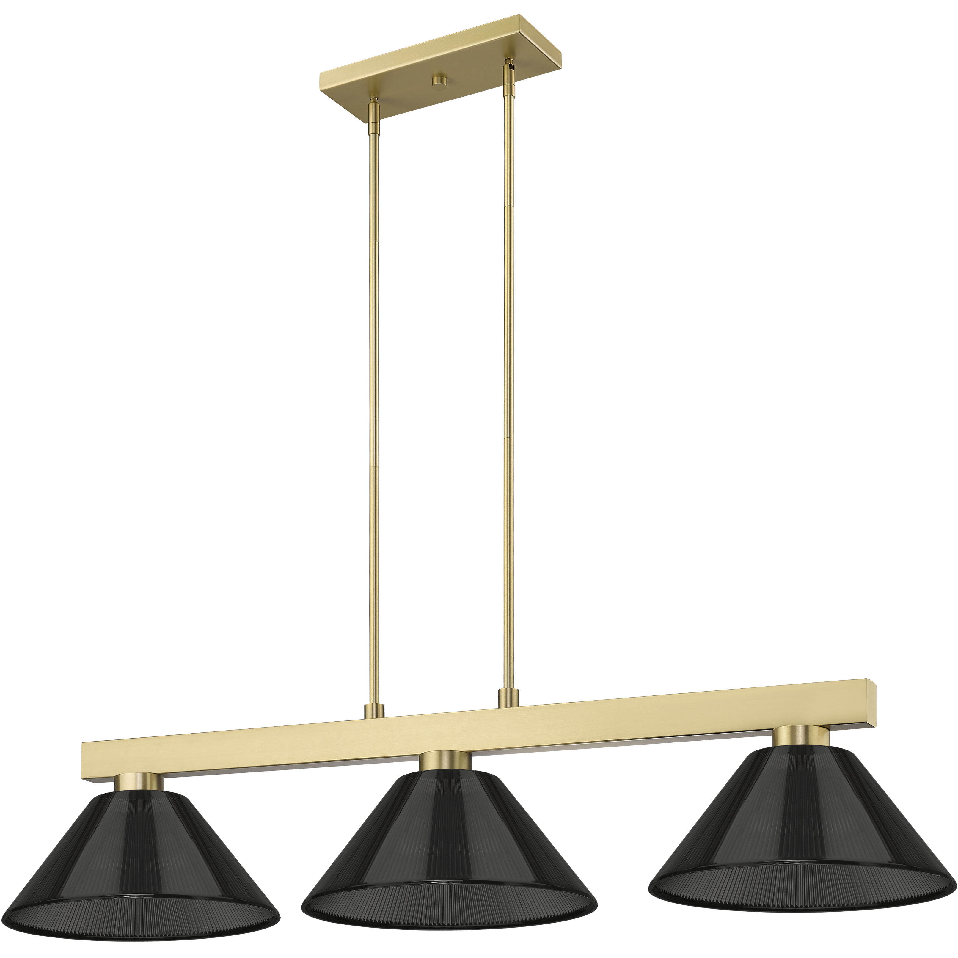 Cobalt 3 Light 49.75 inch Modern Gold Billiard Light Ceiling Light in Smoke Plastic