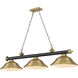 Cordon 3 Light 58 inch Matte Black and Rubbed Brass Billiard Ceiling Light in Rubbed Brass Metal