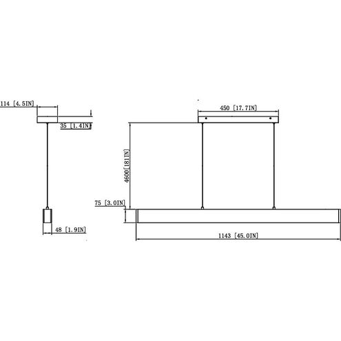 Hudson Linear Chandelier Ceiling Light in Matte Black