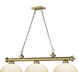 Cordon 3 Light 57.25 inch Rubbed Brass Billiard Ceiling Light in Matte Opal Glass