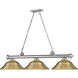 Cordon 3 Light 58 inch Brushed Nickel Billiard Ceiling Light in Rubbed Brass Metal