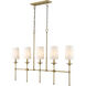 Emily 5 Light 51 inch Rubbed Brass Linear Chandelier Ceiling Light