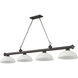 Cordon 4 Light 81.25 inch Bronze Billiard Ceiling Light in White Linen Glass