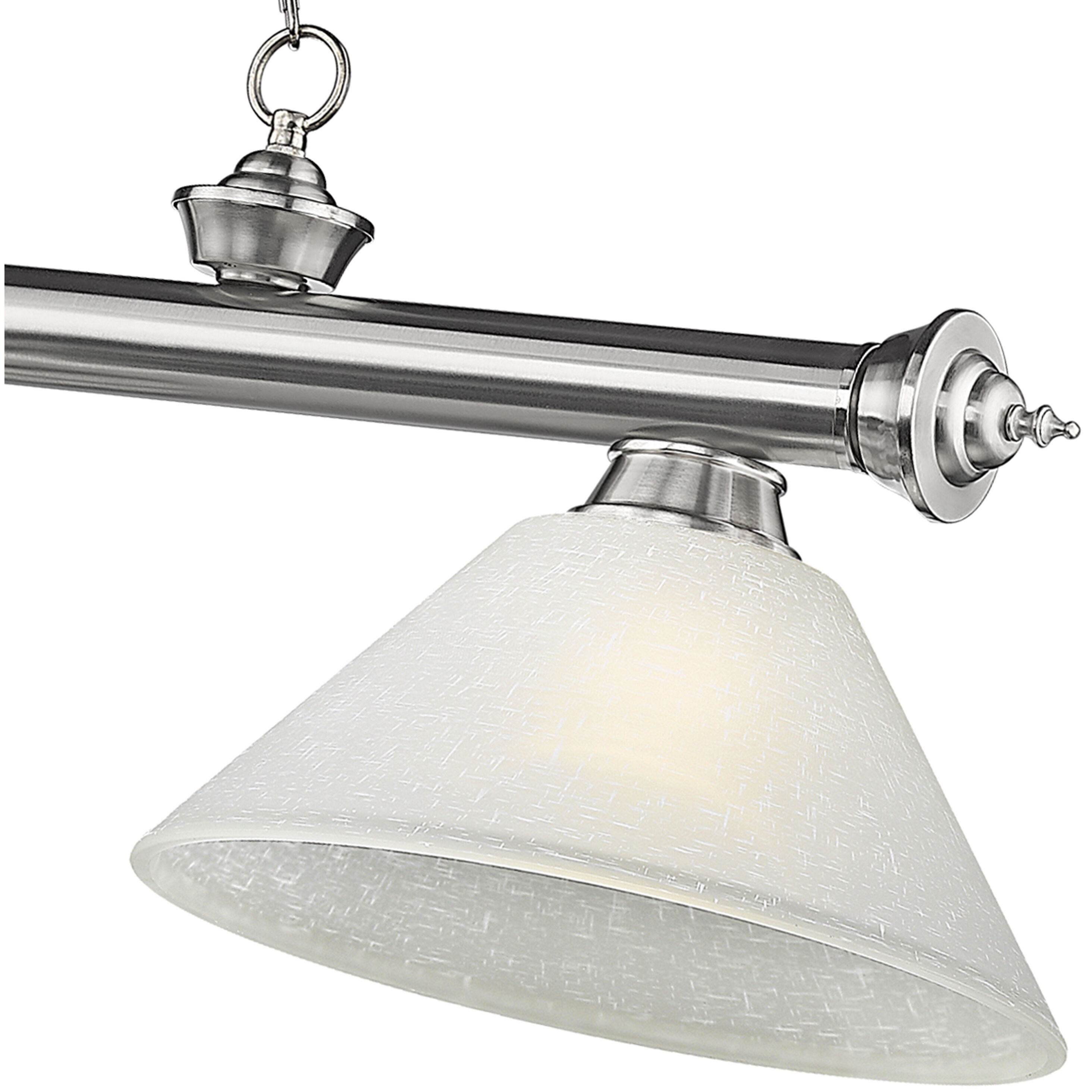 Cordon 3 Light 57.25 inch Brushed Nickel Billiard Ceiling Light in White Linen Glass