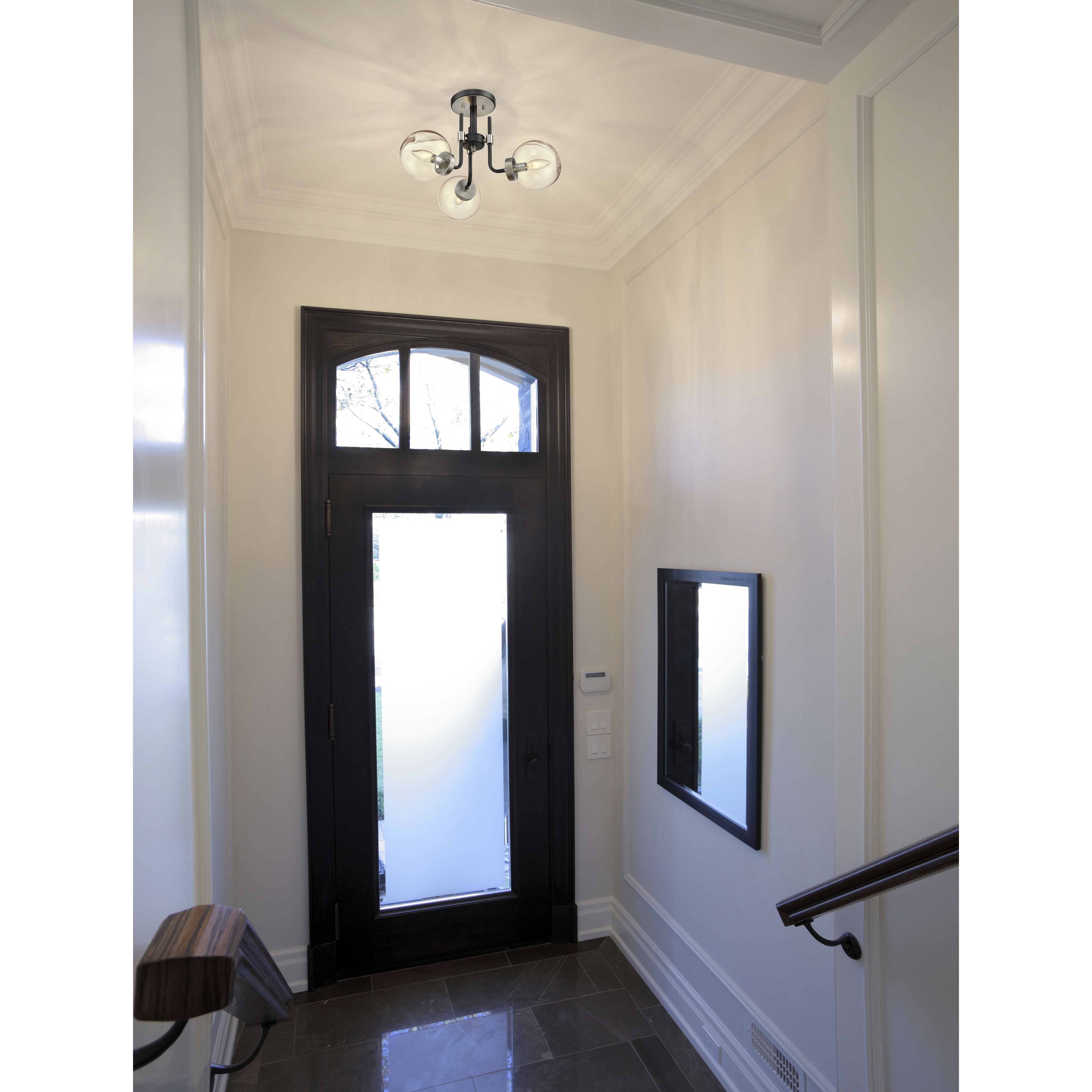 Parsons 3 Light 22 inch Matte Black and Brushed Nickel Semi Flush Mount Ceiling Light