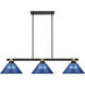 Bronte 3 Light 52.75 inch Matte Black and Rubbed Brass Billiard Light Ceiling Light in Dark Blue