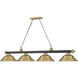 Cordon 4 Light 81.75 inch Matte Black and Rubbed Brass Billiard Ceiling Light in Rubbed Brass Metal