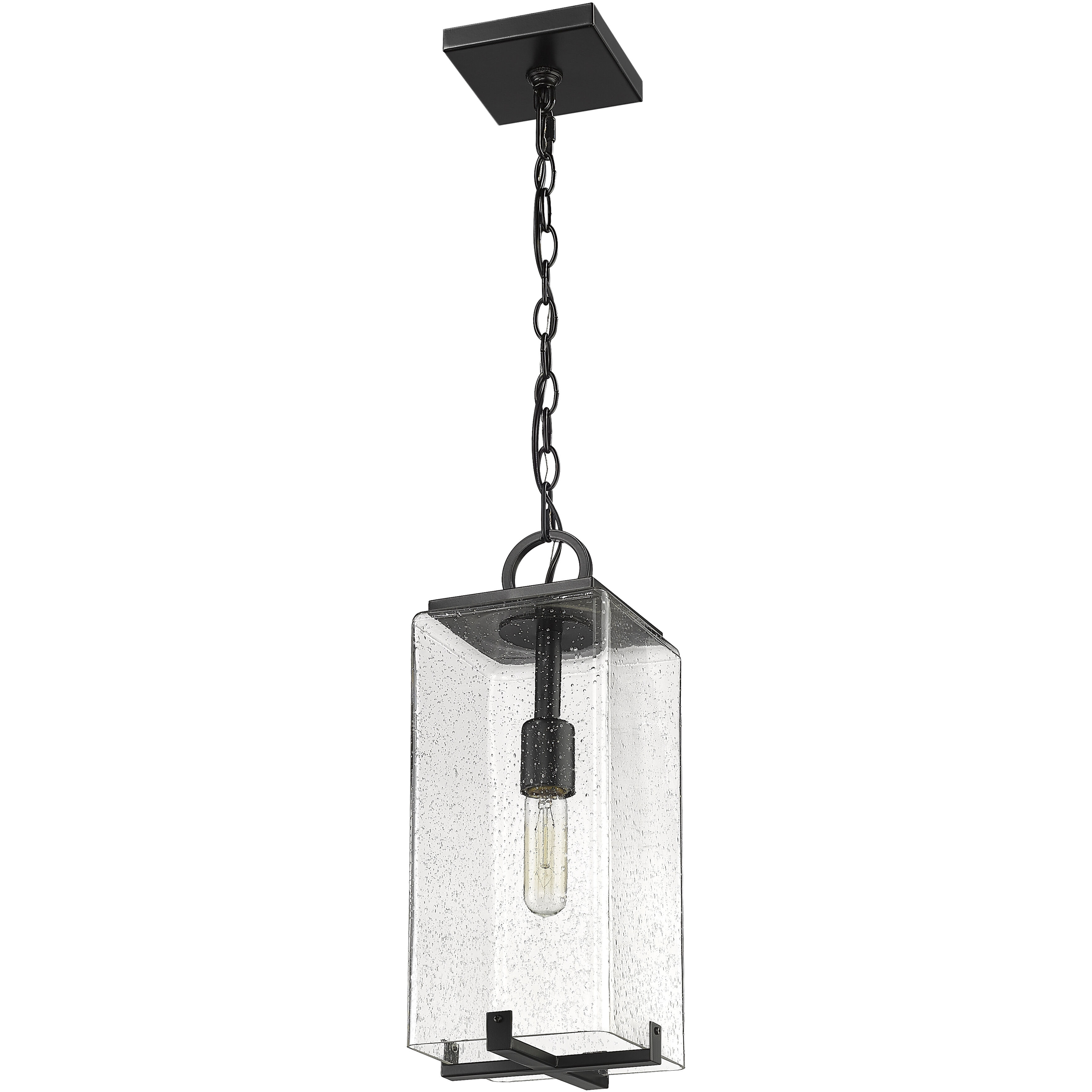 Sana 1 Light 6.75 inch Black Outdoor Chain Mount Ceiling Fixture in Seedy Glass