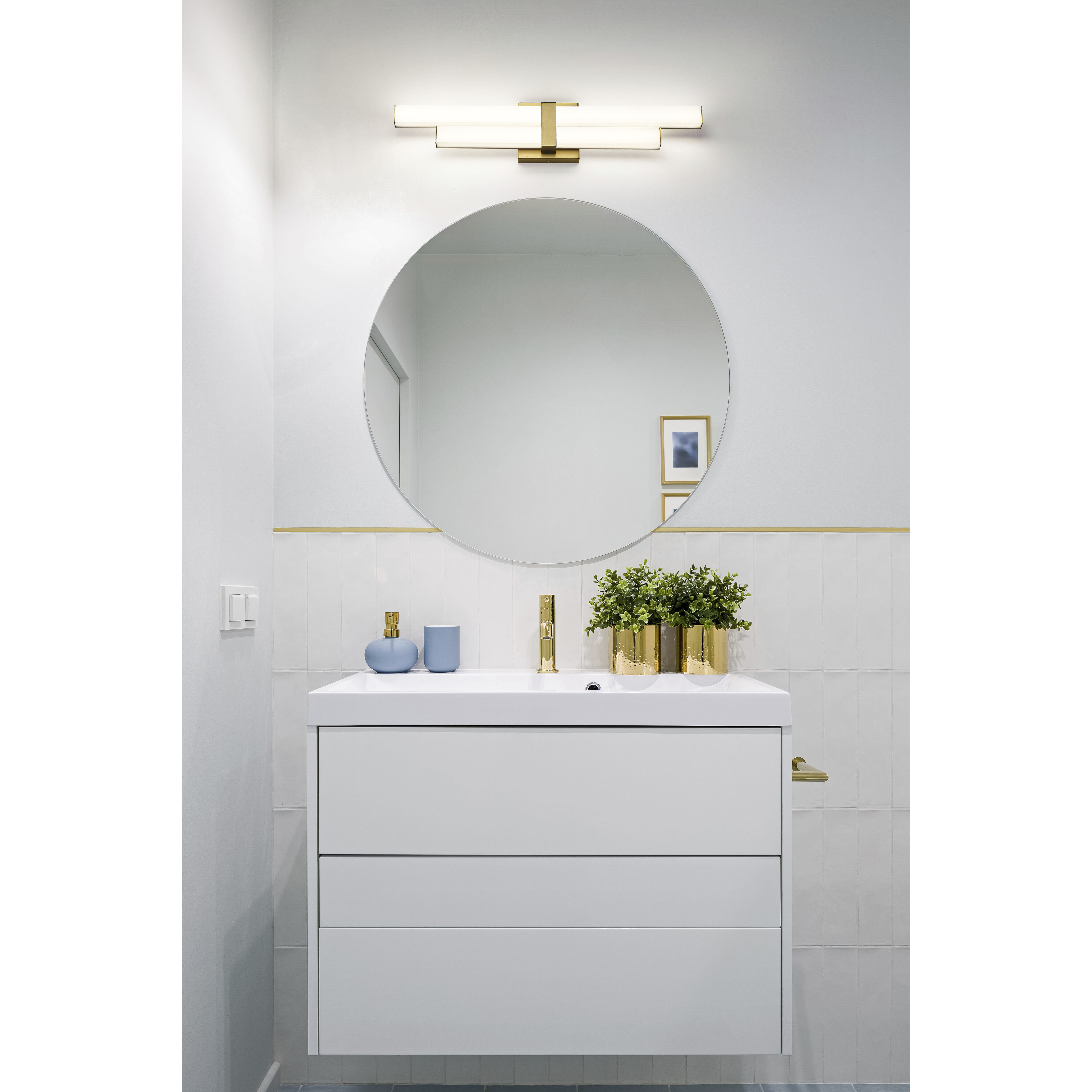 Zane LED 25 inch Modern Gold Vanity Wall Light