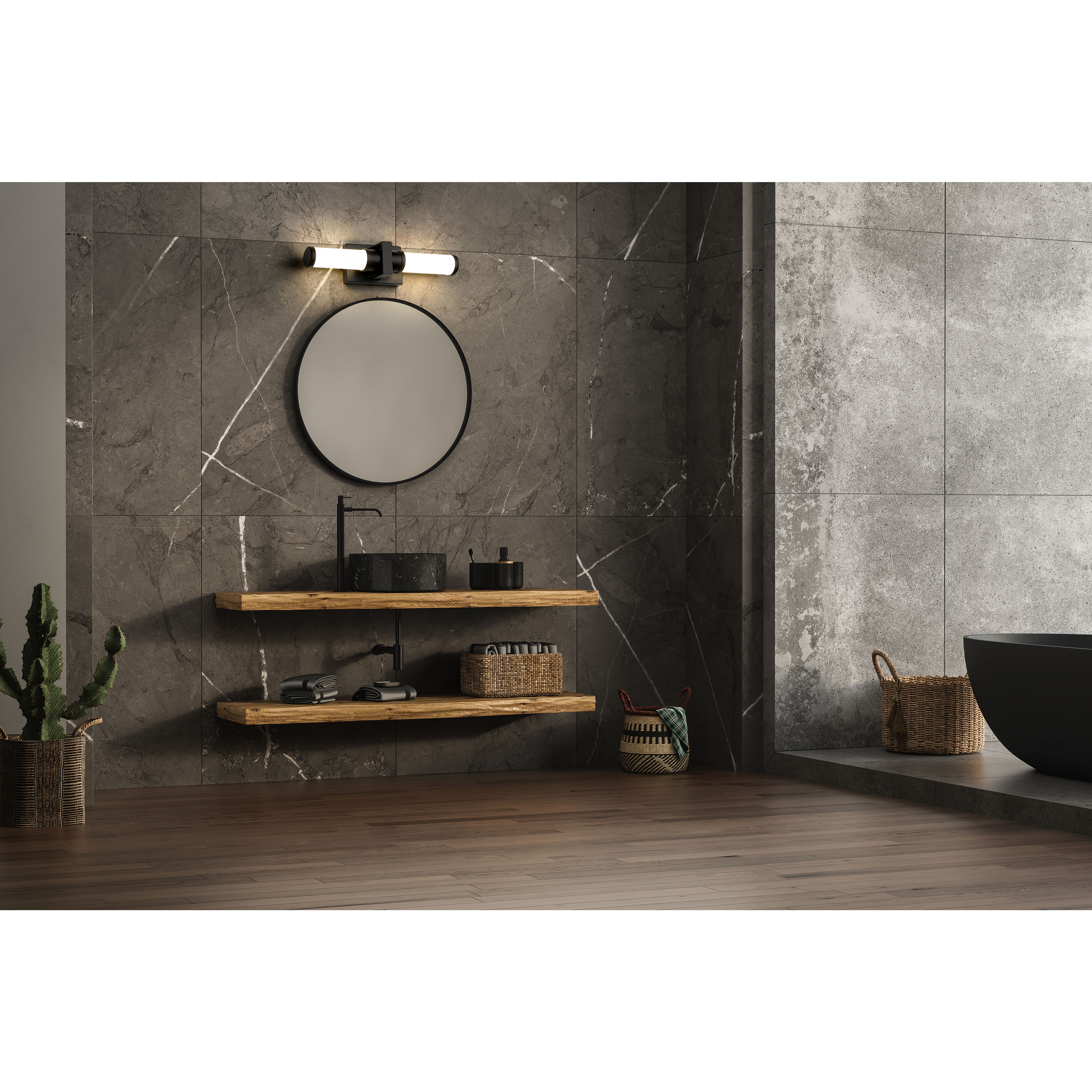 Idris LED 18.5 inch Matte Black Bathroom Vanity Wall Light