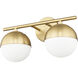 Realm Sphere 2 Light 16 inch Modern Gold Bath Vanity Wall Light