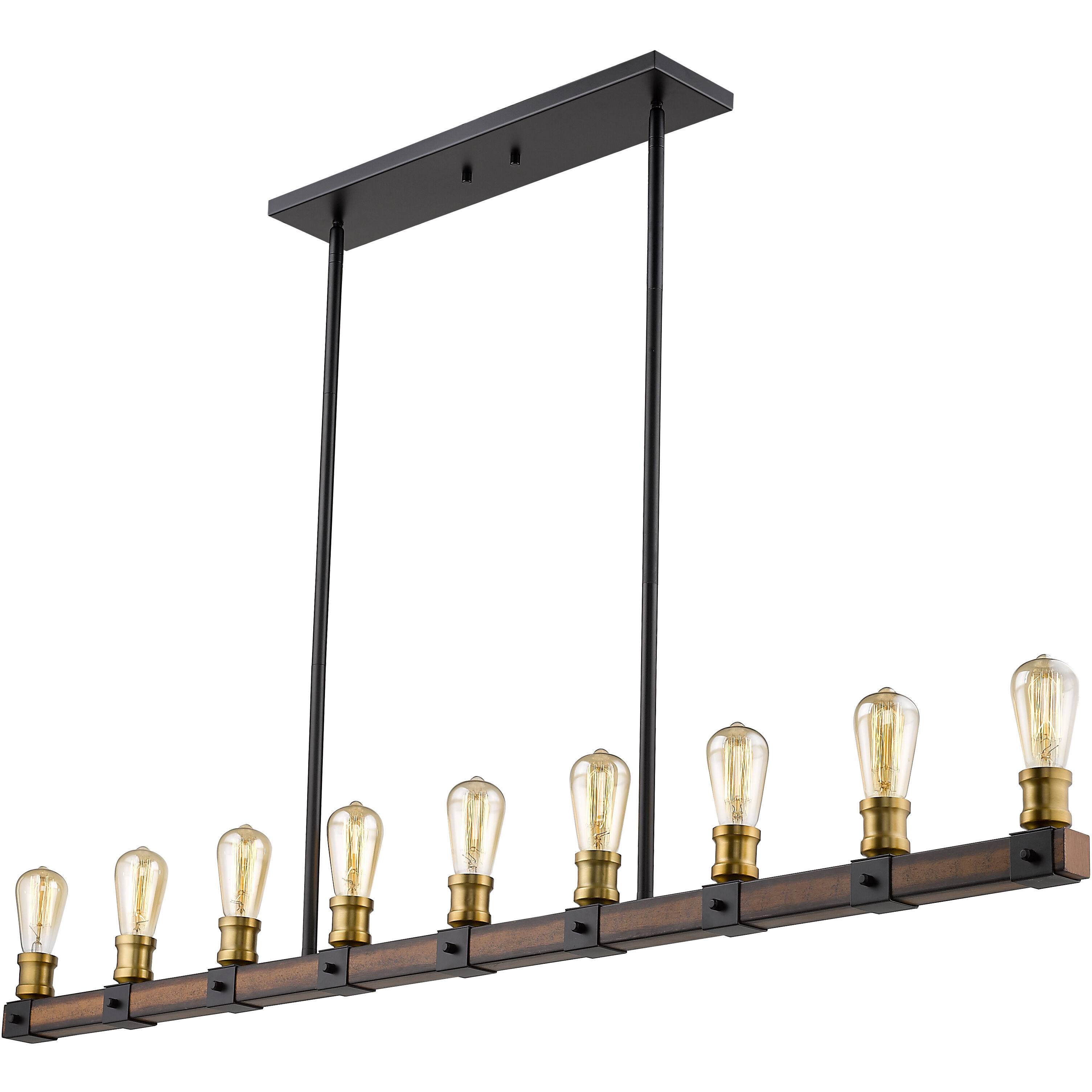 Kirkland 9 Light 56 inch Rustic Mahogany Linear Chandelier Ceiling Light