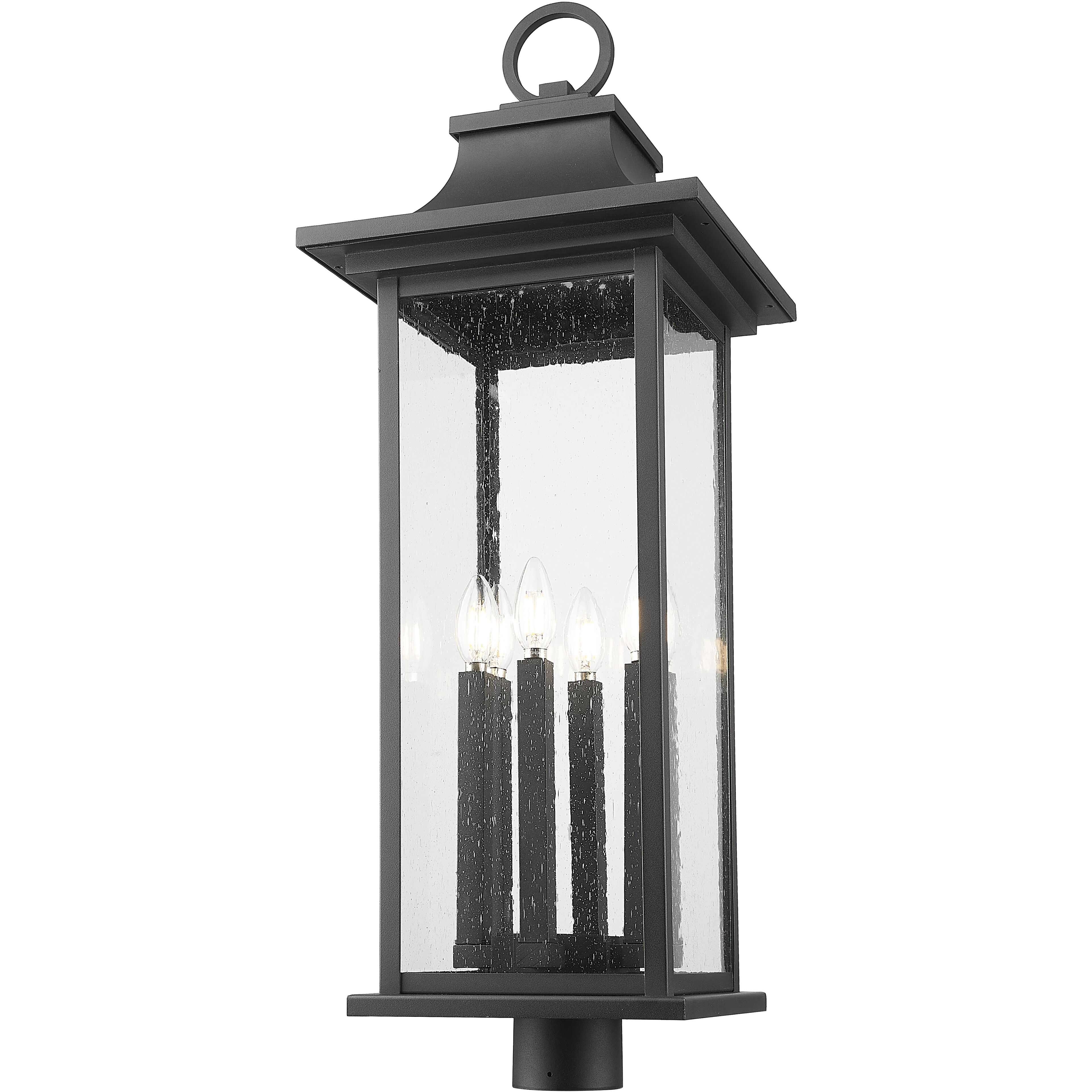 Tiberius 6 Light 34.75 inch Black Outdoor Post Mount Fixture in Clear Seedy Glass